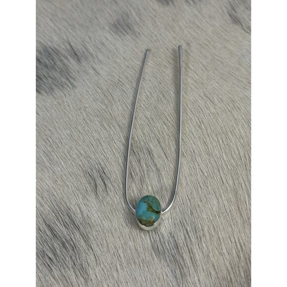HUGE Sterling Silver 4” Blue Mojave Turquoise Hair Pin Accesory Bun Pony 925 main image 10